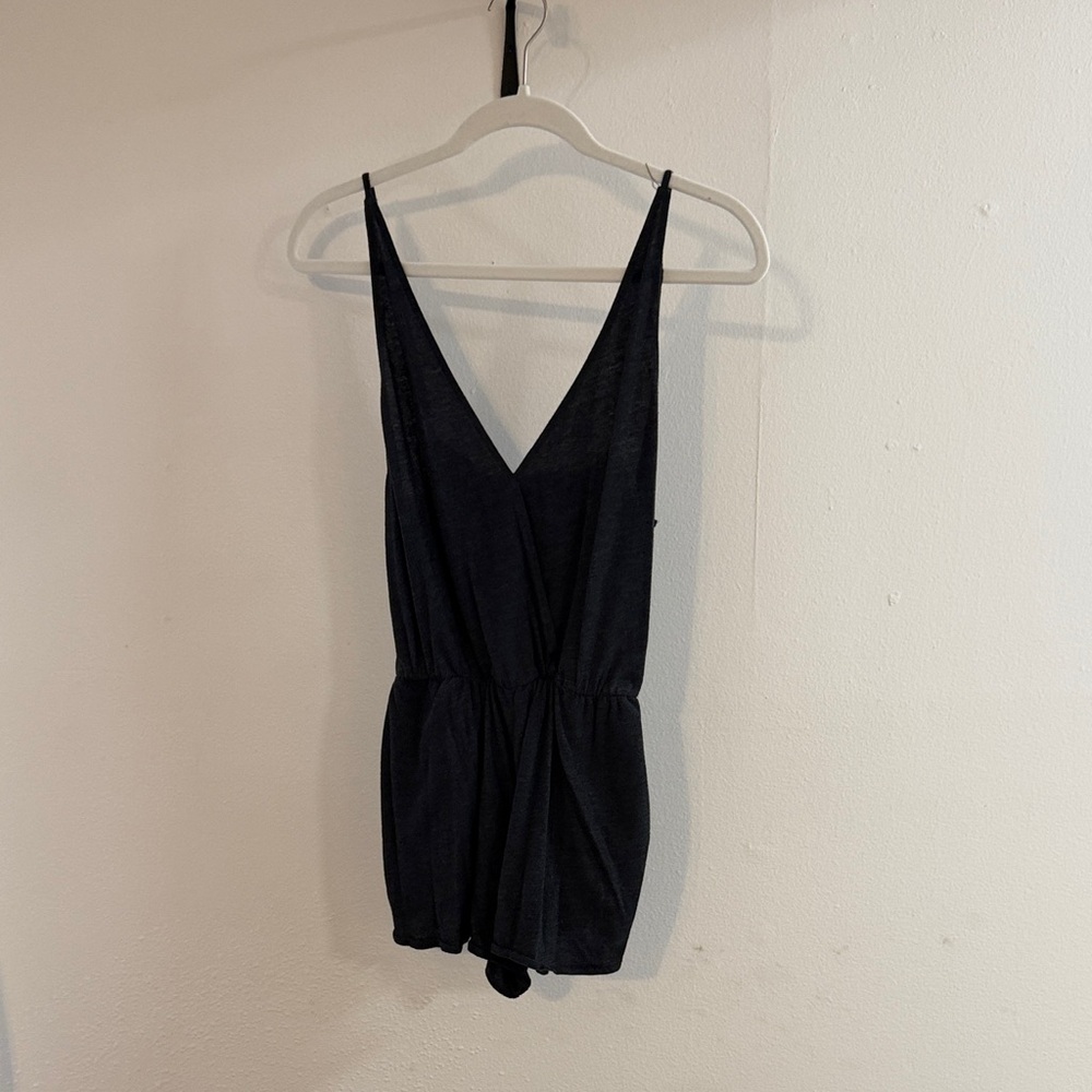 Dark Grey Sleeveless V-Neck Romper